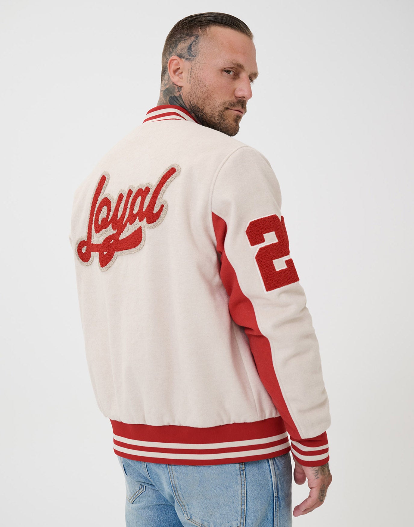 Loyal College Jacket Beige & Red