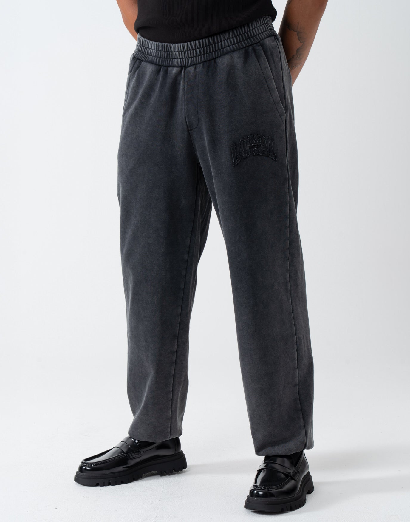 Washed Logo Sweatpants Black