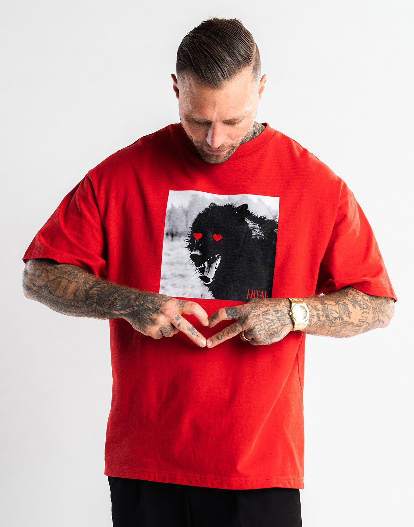 Wolf Hearts T-shirt Red