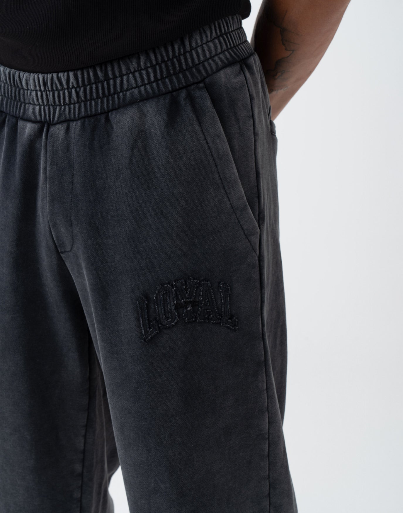 Washed Logo Sweatpants Black