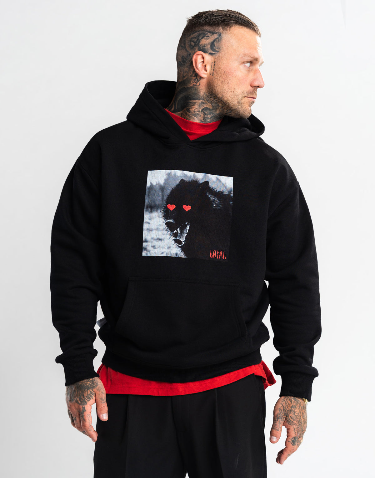 Wolf Hearts Hoodie Black