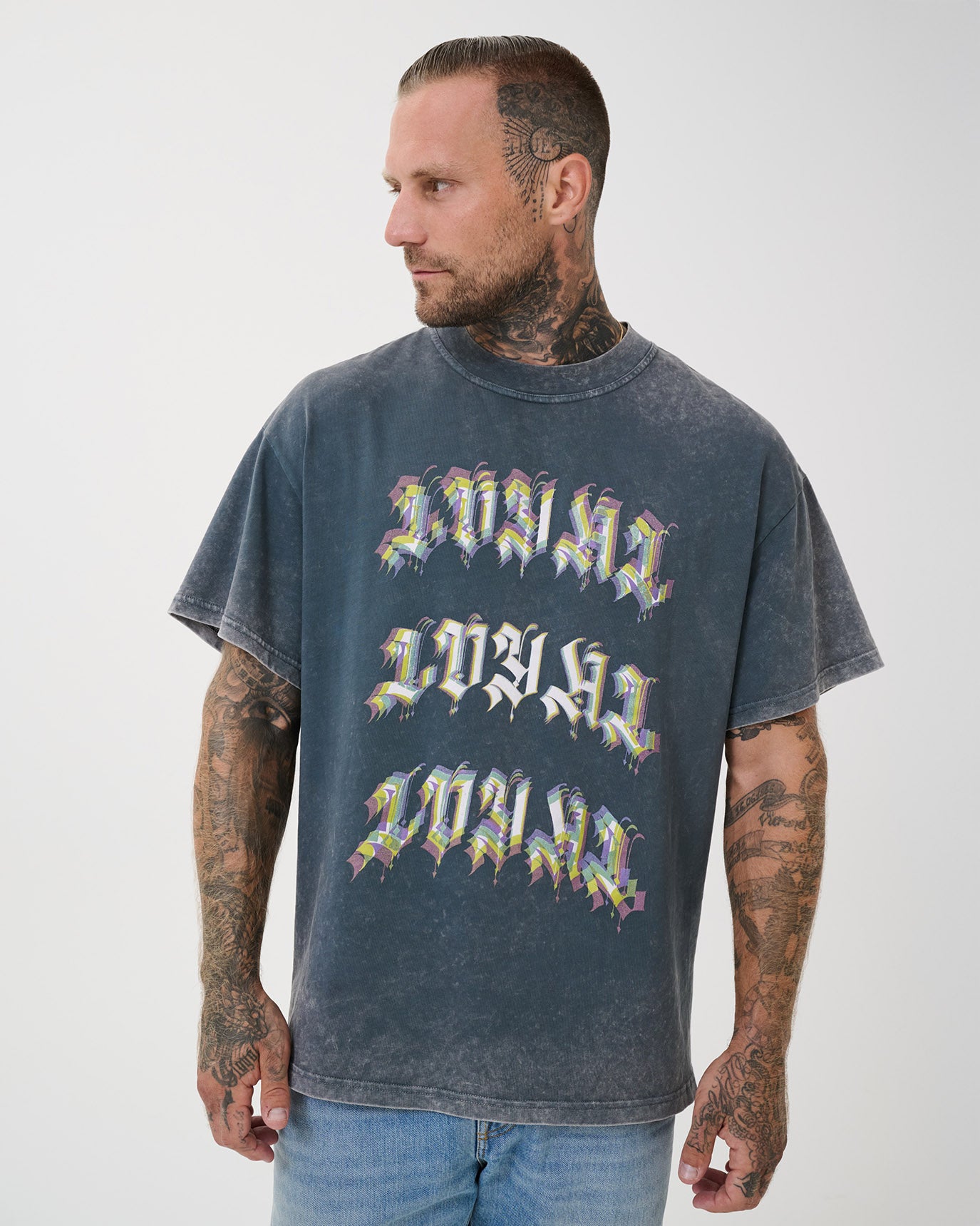 Blurred Loyal Tee Washed Grey