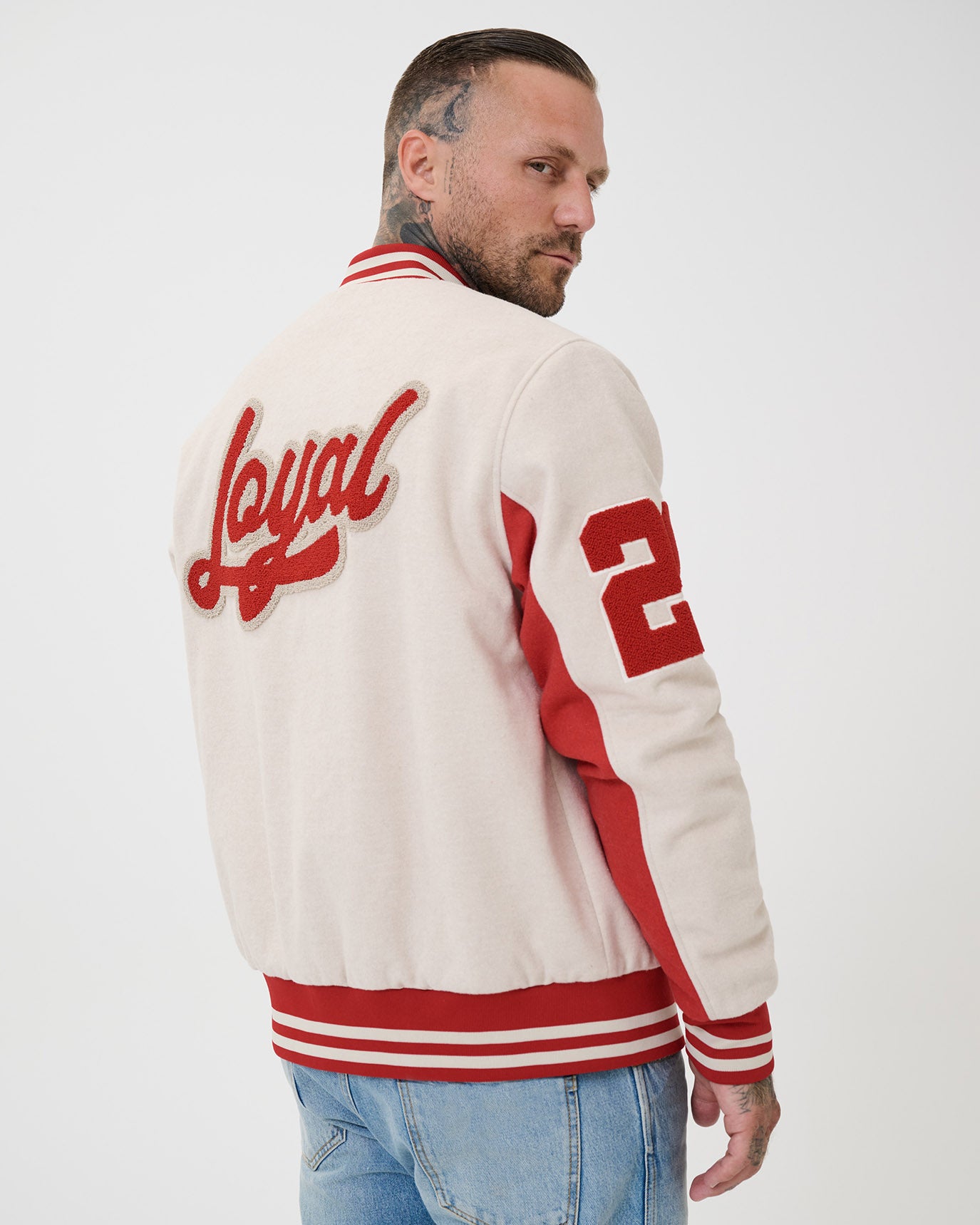 Loyal College Jacket Beige & Red