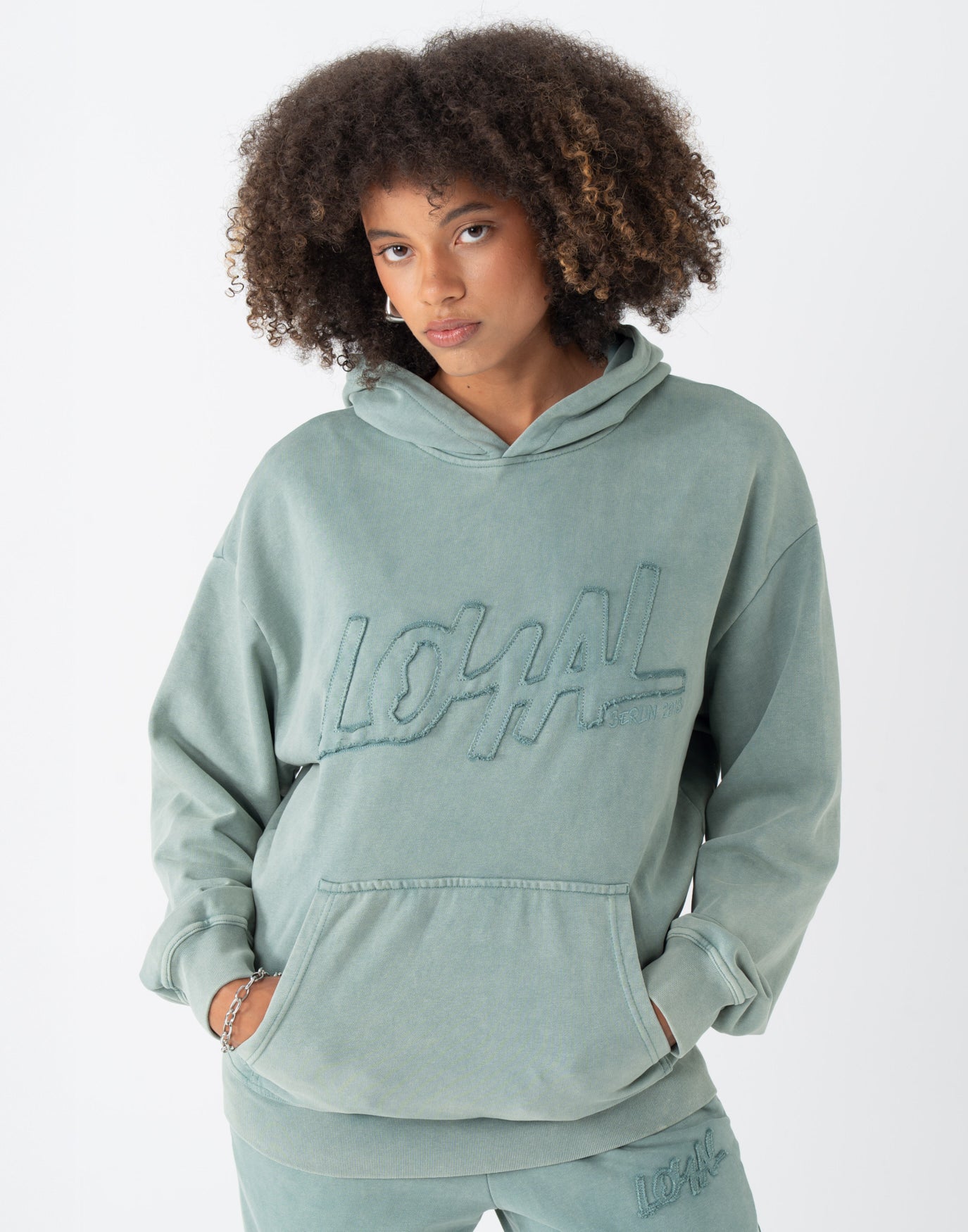 Washed Logo Hoodie Pine
