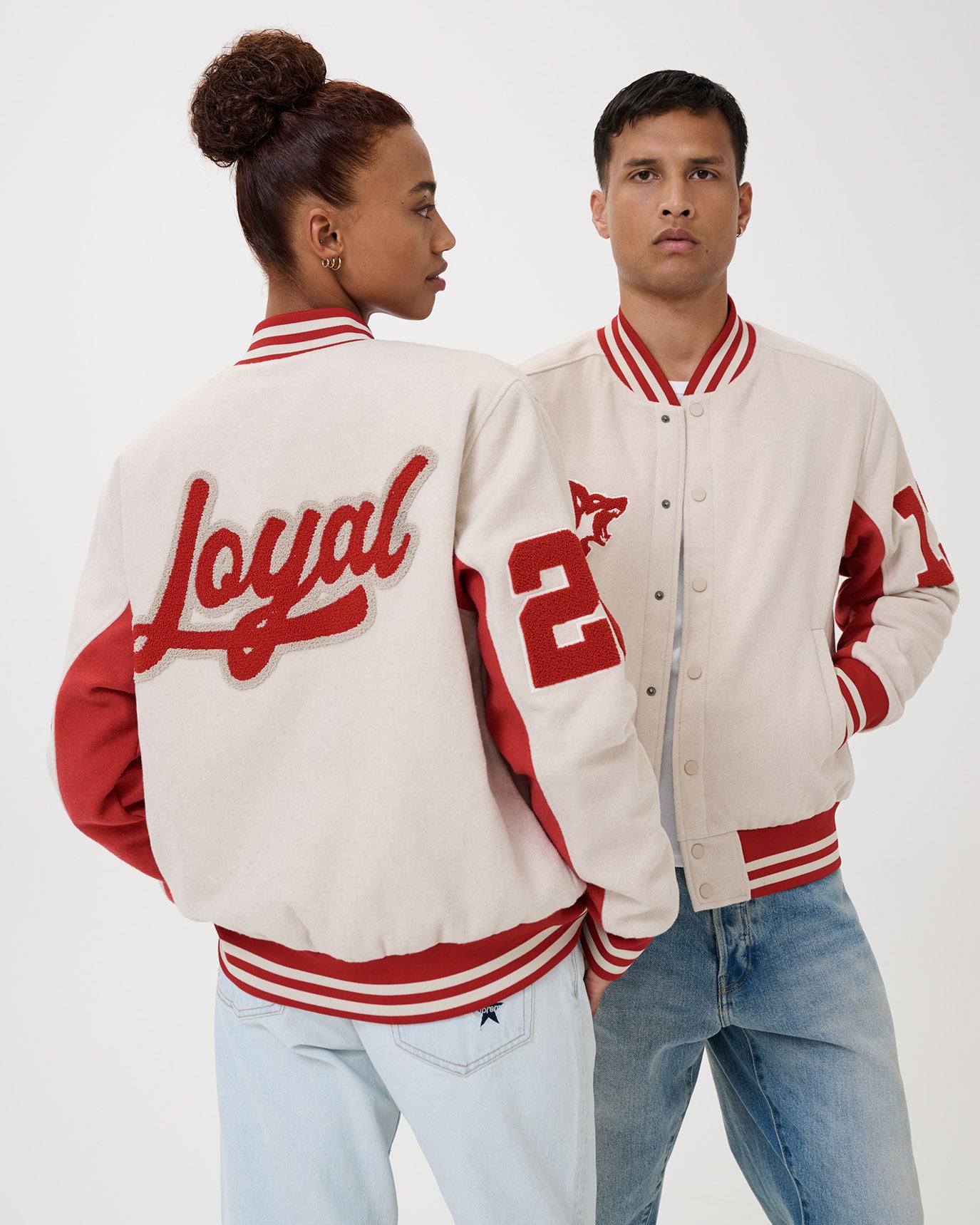 Loyal College Jacket Beige & Red