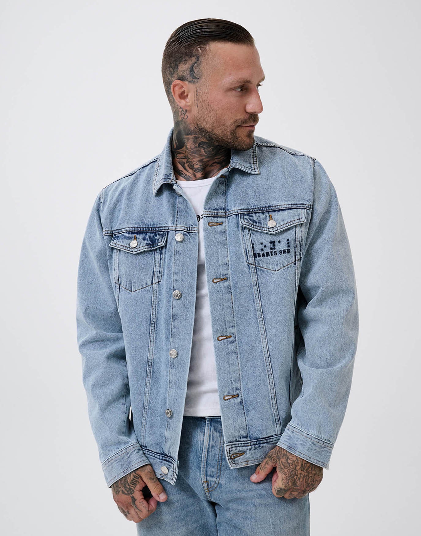 Loyal Drip Denim Jacket Light Blue