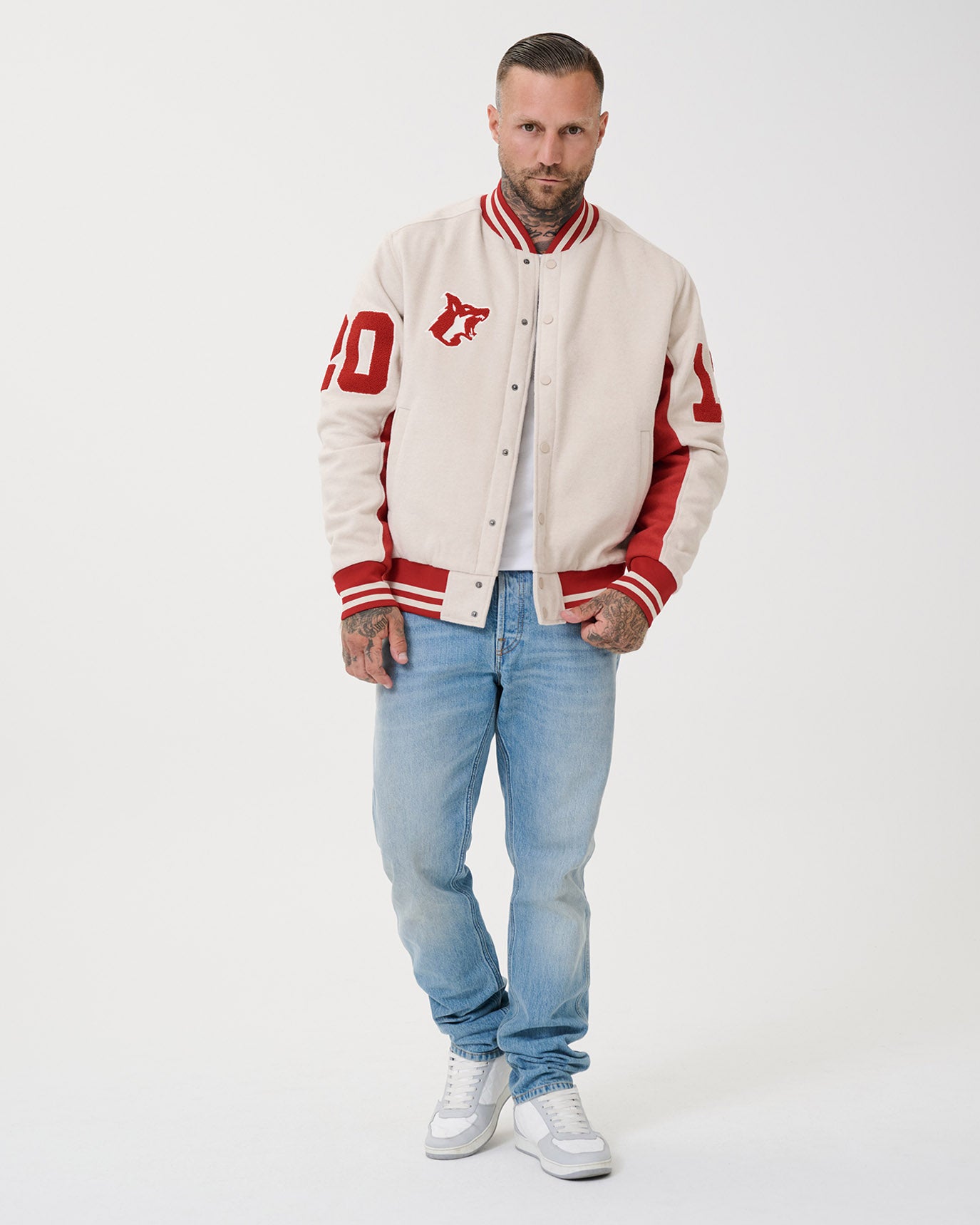 Loyal College Jacket Beige & Red