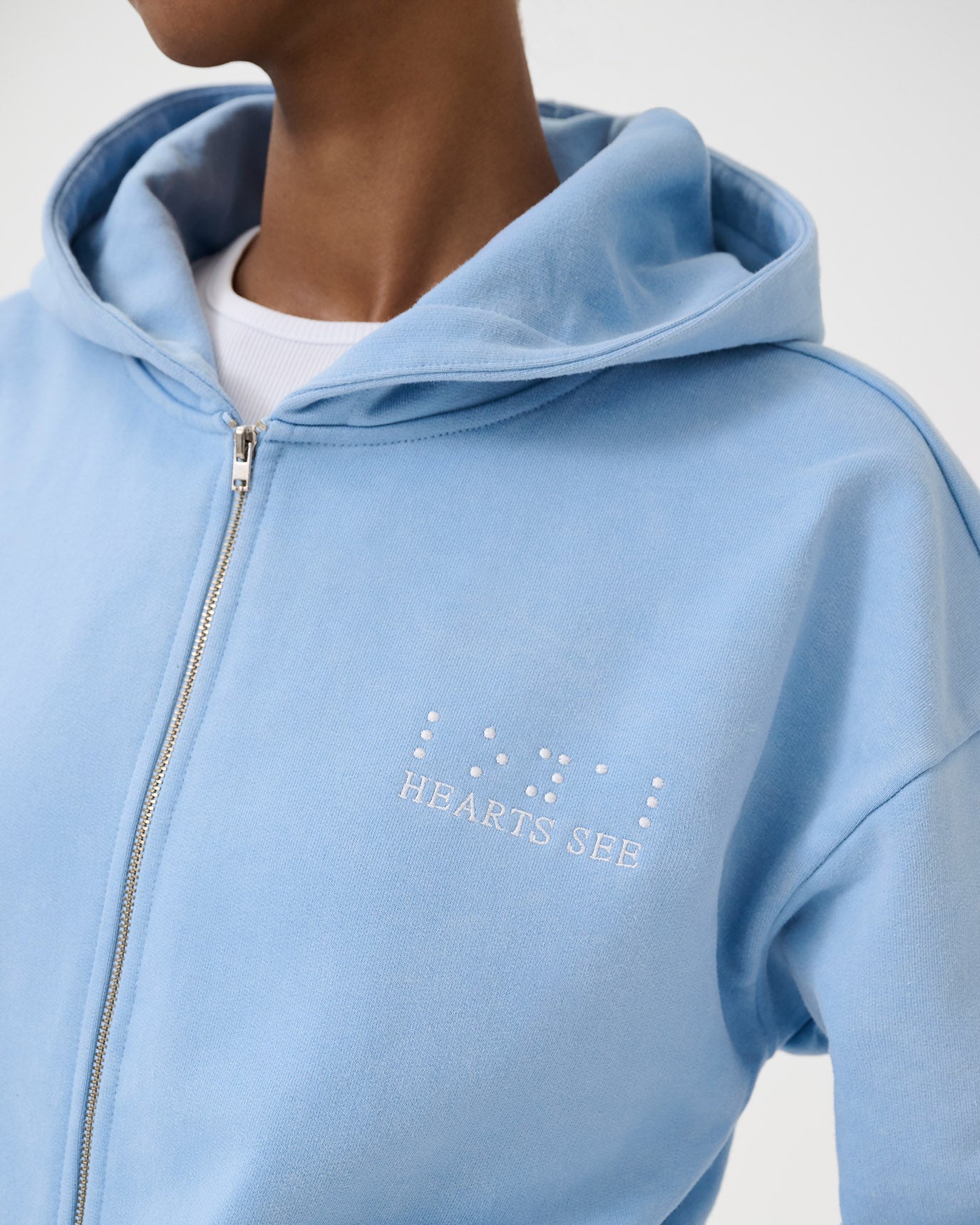 Blurred Loyal Zip Up Hoodie Washed Blue