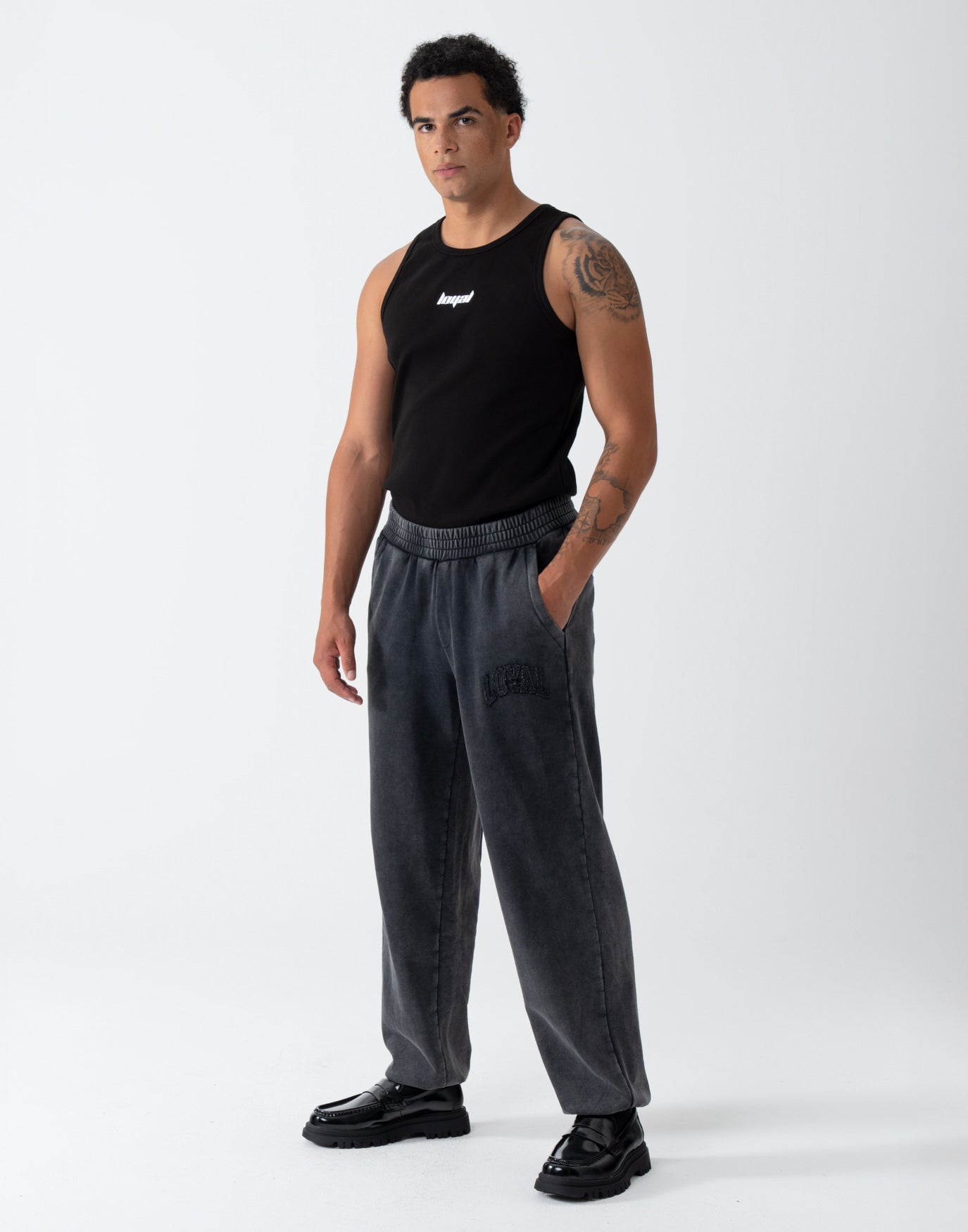 Washed Logo Sweatpants Black