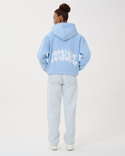 Blurred Loyal Zip Up Hoodie Washed Blue