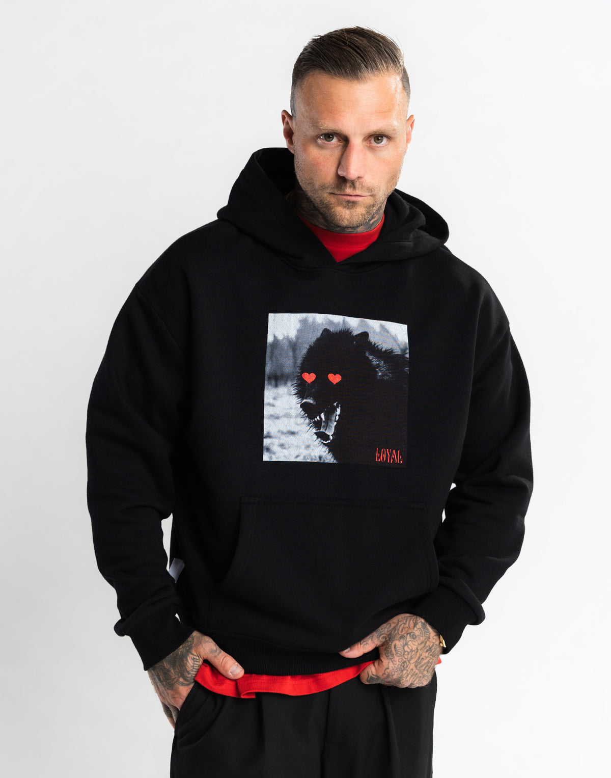 Wolf Hearts Hoodie Black