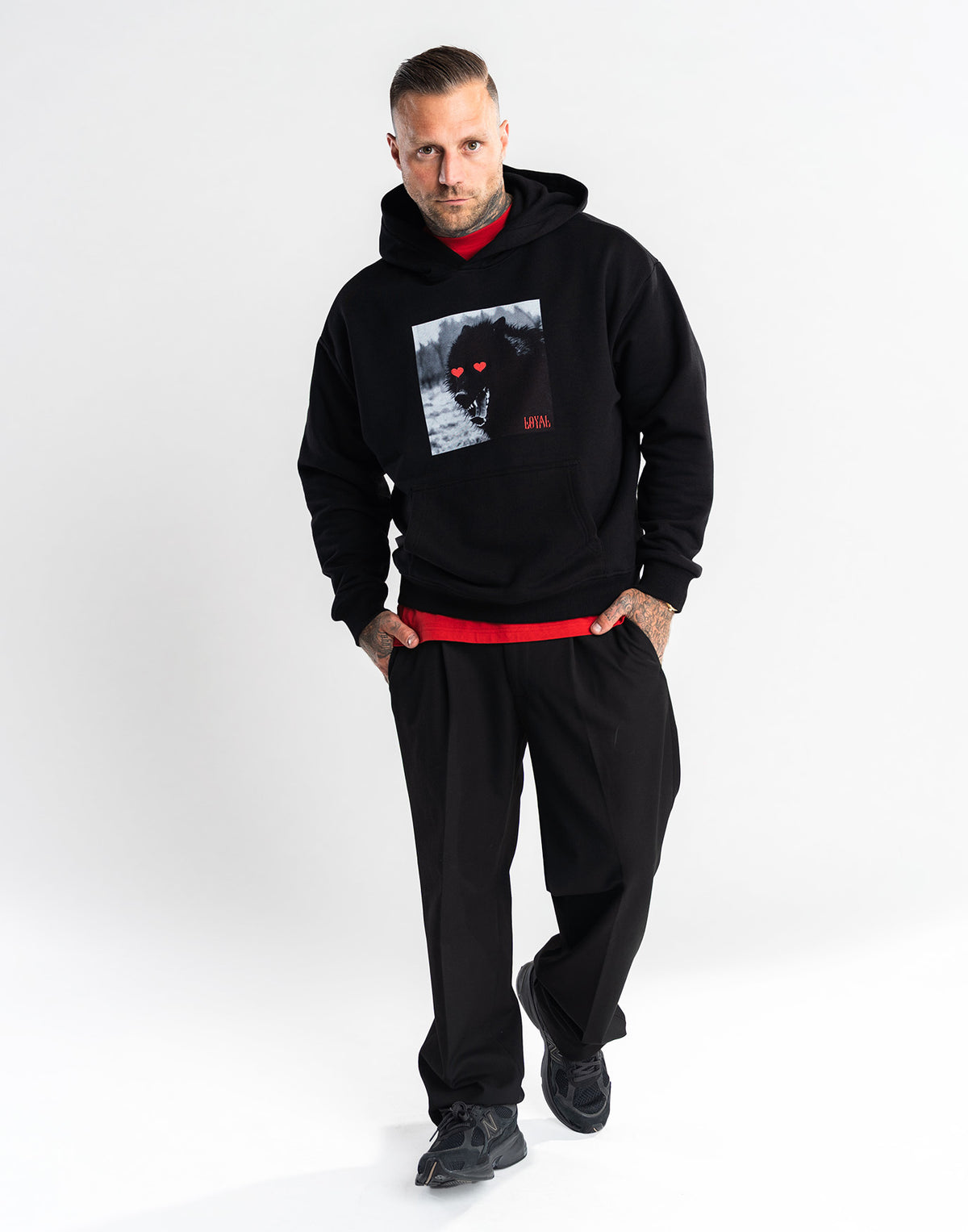 Wolf Hearts Hoodie Black